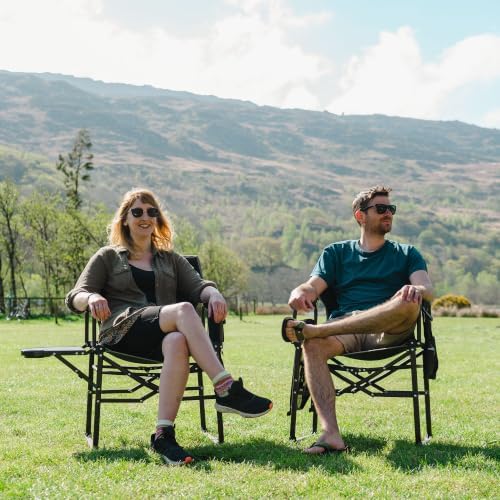 SUNNYFEEL Oversized Camping Chair Portable Directors Chairs with Side Table | Heavy Duty Folding Lawn Chair for Adults 300LBS with Compact Size, Breathable Mesh, Pocket & Carry Bag for Outdoor, Lawn, RV