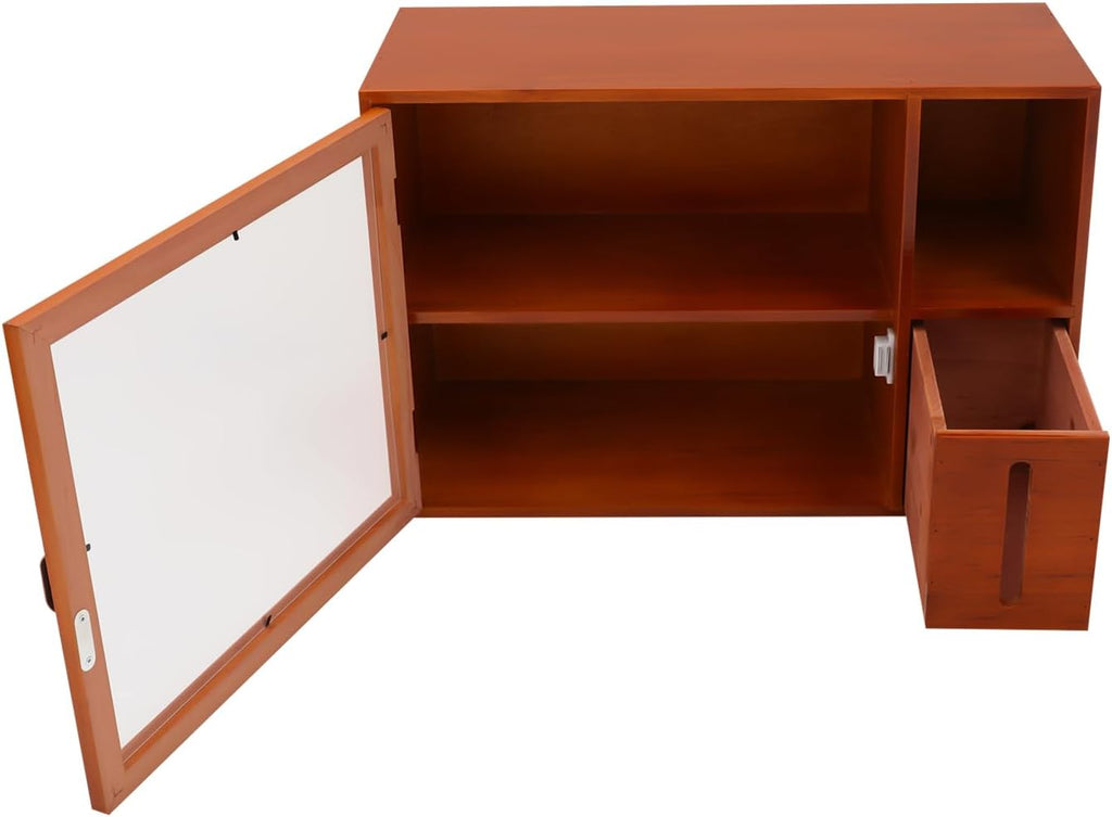 Gdrasuya10 Wooden Countertop Storage Cabinet Kitchen Small Pantry, Kitchen Countertop Organization Storage Shelf Pantry with Door Tabletop Countertop Spice Rack for Dishs, Cups, Bowls