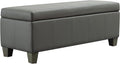 41" Storage Ottoman, Storage Bench with Safety Hinge, Upholstered Synthetic Leather Ottoman Bench for Bedroom, Living Room, Entryway, Hallway, Foot Rest, Support 500lbs, Grey