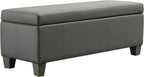 41" Storage Ottoman, Storage Bench with Safety Hinge, Upholstered Synthetic Leather Ottoman Bench for Bedroom, Living Room, Entryway, Hallway, Foot Rest, Support 500lbs, Grey