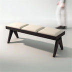 Modern Retro Wooden Upholstered Dining Table Cloakroom Shoe-Changing Stool Bedroom Bed-end Entryway(Medium)