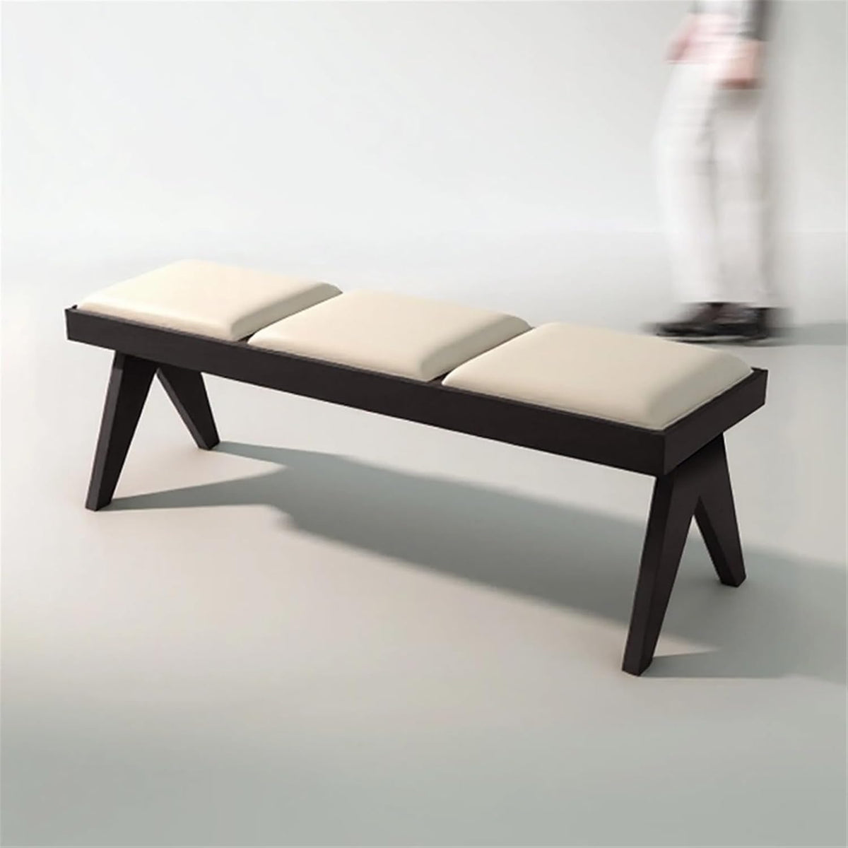 Modern Retro Wooden Upholstered Dining Table Cloakroom Shoe-Changing Stool Bedroom Bed-end Entryway(Medium)