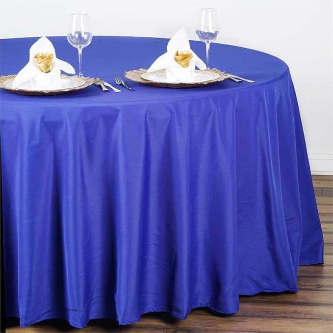Efavormart Round Tablecloth, 108 Inch Stain & Wrinkle Resistant Washable Table Cloth, Decorative Polyester Fabric Table Cover for Banquet, Wedding, Dining- Royal Blue