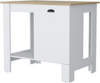 Kitchen Island with Single Door and Lower Open Shelf | Includes single door with two interior shelves and open-side shelf for storage