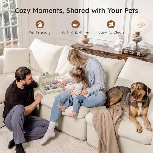 Modular Sectional Cloud Sofa, No Assembly Oversized Couch, Beige | Comfy Seating with High Back Pillows, Ideal for Living Room & Small Apartment, Durable Fabric for Families & Renters