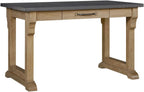 Cashew Finish Kitchen Island with Hickory Veneers and Functional Drawer | Scalloped solid wood top with hickory veneer