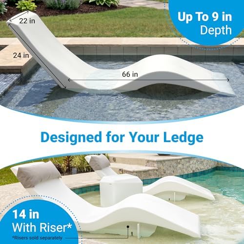 Aqua Outdoors Pool Lounge Chairs, Pool Chairs for in Pool, 9-in Water Depth | Heavy-Duty LDPE Water-Weighted Pool Lounger, Pool Chaise Lounge Chairs, UV-Resistant, Sun Shelf, Tanning Ledge, In-Pool Chair