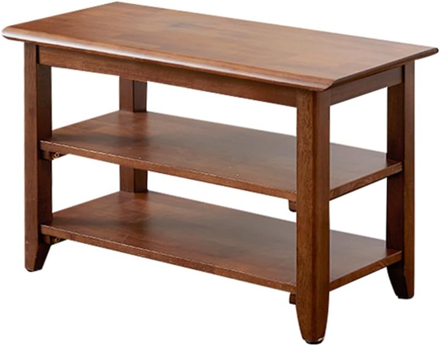 XKZG Shoe Rack Bench Wooden Shoe Storage Bench Entryway Bench, Brown, 23.6" | Rubber wood, Shoe Bench for Entryway, Living Room, Bedroom, Balcony, 23.6"W x 11.8"D x 16.5"H