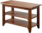 XKZG Shoe Rack Bench Wooden Shoe Storage Bench Entryway Bench, Brown, 23.6" | Rubber wood, Shoe Bench for Entryway, Living Room, Bedroom, Balcony, 23.6"W x 11.8"D x 16.5"H