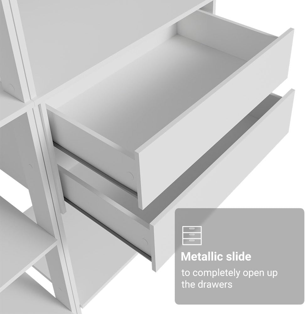 Madesa Kitchen Pantry Storage Rack with 4 Drawers and Open Shelves 78" L Multiuse Modular Cabinet for Kitchen Organization - White
