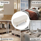43.5" Ottoman with Storage, Storage Ottoman Bench with Safety Hinge, Linen End of Bed Bench, Upholstered Entryway Bench for Bedroom, Living Room & Window, Holds up to 330 lb, Beige