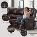Upgraded 5 Seater Reclining Sofa Set, Modern Living Room Couch (Pu,Brown) | Home Theater Seating with Removable Console, Recliner Sectional Couch with Storage, Reclining Sectional Couch Set with USB