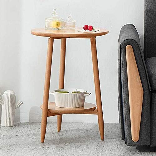 Telephone Table, Sofa Side Table,Sofa & Console Tables,Telephone Tables,Side Table with Storage Shelf,2 Colors (Wood Color-16.53 * 16.53 * 23.62in