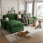 108" Modular Sectional Couch, L Shaped Cloud Sofa for Living Room | Comfortable Foam Cushions, Sturdy Frame, Appealing Appearance, Easy Assembly, Soft Chenille, Modular Design, Green