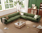 Cloud Sectional Couches for Living Room,Modular Sectional Sofa,Green | Extra Deep 8 Seater,Mid Century Modern Oversized Couches With Ottoman,Solid Wood Leg,Large Sofa for Big Space,Office