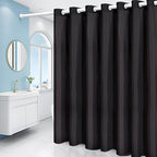 Furlinic No Hook Extra Long Shower Curtain 96 Length,Polyester Cloth Fabric Bathroom Curtain with 10 Built-in Grommets,Waterproof & Machine Washable,78 x 96 Inch