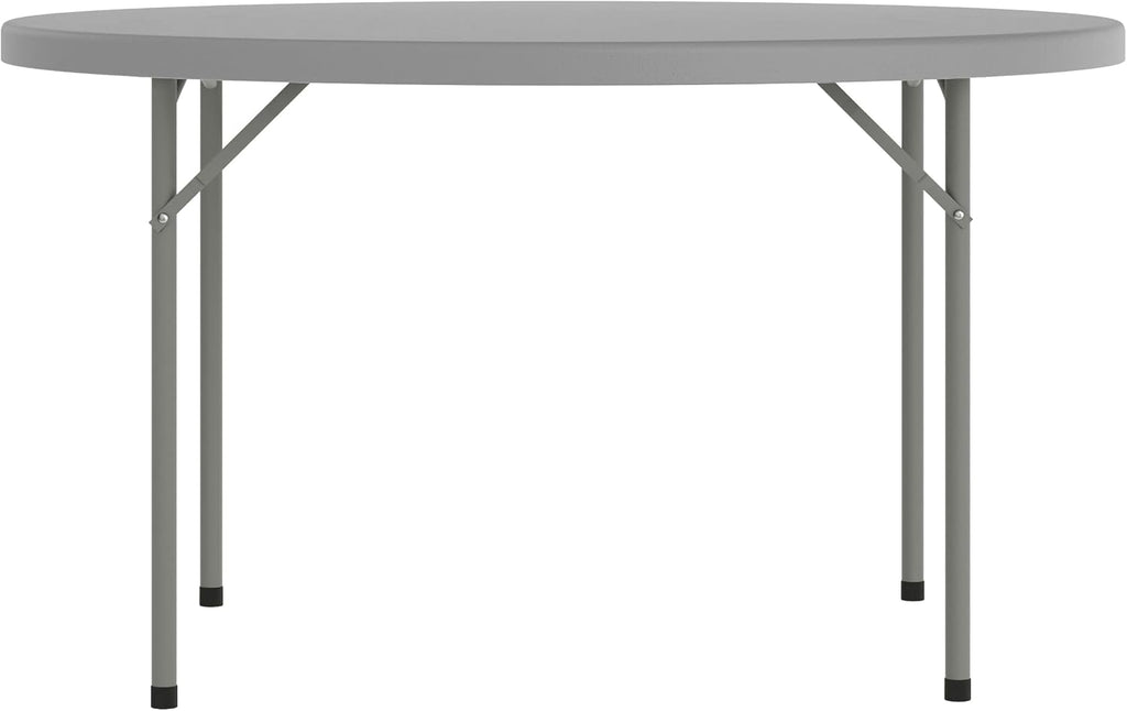 Flash Furniture 4 ft Plastic Round Folding Table, Dark Gray | Durable Construction, Commercial Use