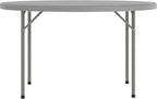 Flash Furniture 4 ft Plastic Round Folding Table, Dark Gray | Durable Construction, Commercial Use