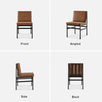 mopio Odelia Brown Faux Leather Dining Chairs Set of 2, Modern Kitchen Chairs with Removable Cushion Covers and Black Rust-Free Metal Legs (Set of 2, Pecan Brown Faux Leather)