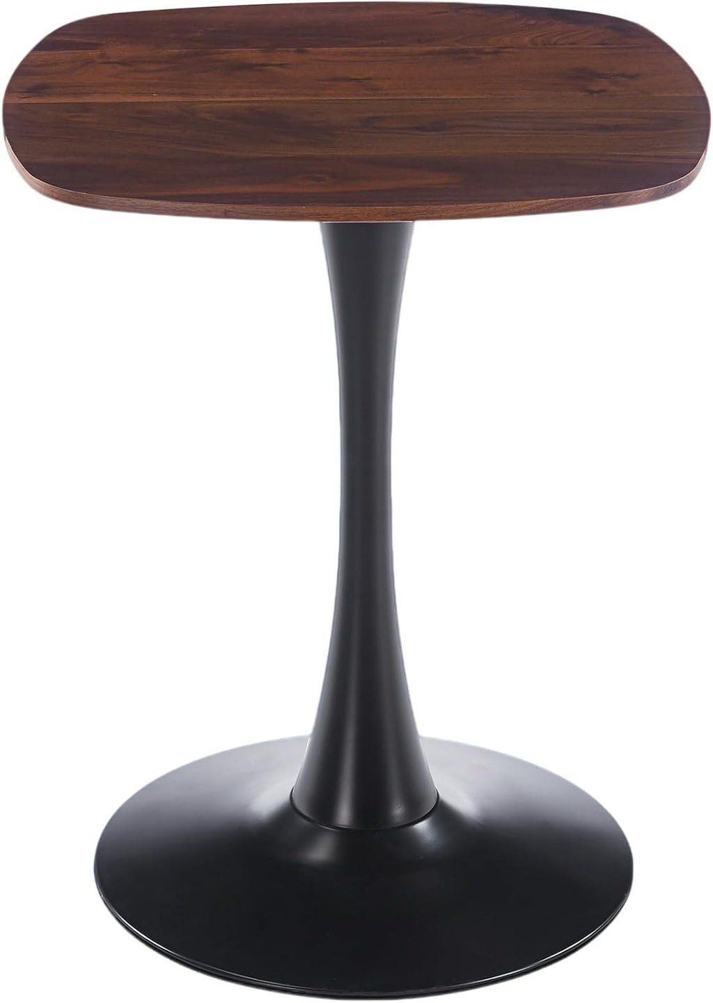 24" Square Tulip Dining Table for 2-4, Modern Kitchen Table with Pedestal Base, End Table Drink Table Small Bistro Table for Small Spaces, Apartment, Cafe, Office, Living Room (Black + Dark Walnut)