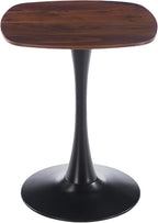 24" Square Tulip Dining Table for 2-4, Modern Kitchen Table with Pedestal Base, End Table Drink Table Small Bistro Table for Small Spaces, Apartment, Cafe, Office, Living Room (Black + Dark Walnut)