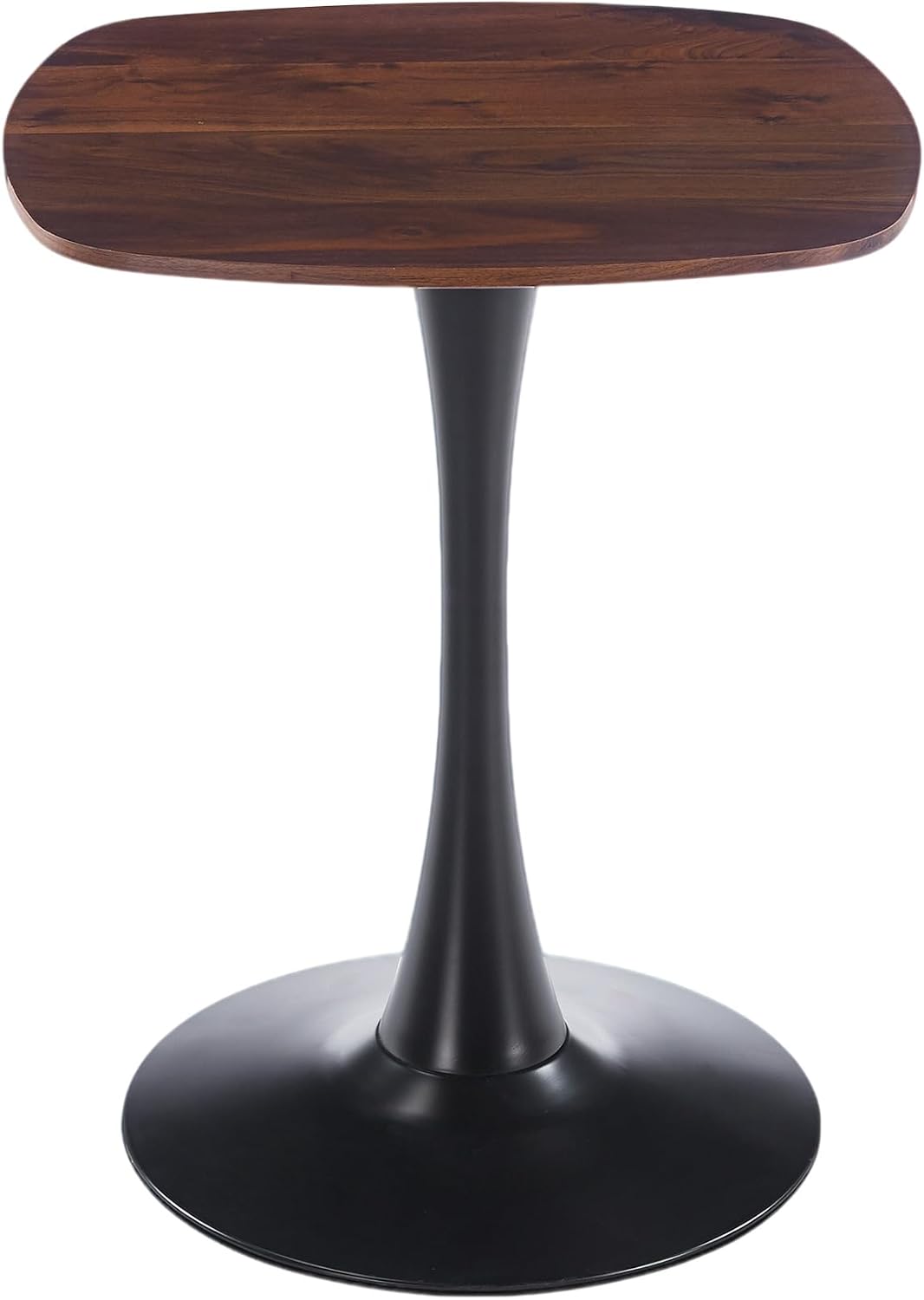 24" Square Tulip Dining Table for 2-4, Modern Kitchen Table with Pedestal Base, End Table Drink Table Small Bistro Table for Small Spaces, Apartment, Cafe, Office, Living Room (Black + Dark Walnut)