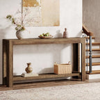 Tribesigns 63 Inch Entryway Console Table, 2-Tier Farmhouse Narrow Sofa Table Behind Couch, Accent Entrance Console Furniture for Entryway, Foyer, Hallway, Rustic Brown