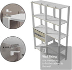 Madesa Kitchen Pantry Storage Rack with 2 Drawers and Open Shelves 51" L Multiuse Modular Cabinet for Kitchen Organization - White