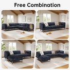 Cloud Sectional Couches for Living Room,Modular Sectional Sofa,Blue | V-Shaped Extra Deep 7 Seater,Mid Century Modern Oversized Sectional Couches with Solid Wood Leg,Large Sofa for Big Space