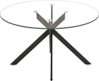 HomVent 47-inch Round Glass Dining Table for 4, Round Glass Kitchen Table with Metal Legs, Circle Dining Room Table for Space-Saving Kitchen Living Room