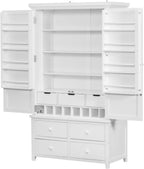 roomfitters Kitchen Pantry Organizers and Storage Kitchen Cabinet, Storage Hutch with Door Spice Racks, Wine Rack, White