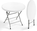 VINGLI 32" Round Folding Commercial Banquet Table, Portable Plastic Coffee Card Dining Table for Kitchen or Outdoor Party Wedding Event, 1 Pack, White | Folding