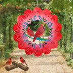 Cardinal Wind Spinners Outdoor Garden Decor for Outside - 12 Inch 3D Stainless Steel Metal Wind Spinners - Cardinal Gardening Gifts for Women, Yard Decorations Outdoor Hanging Decor