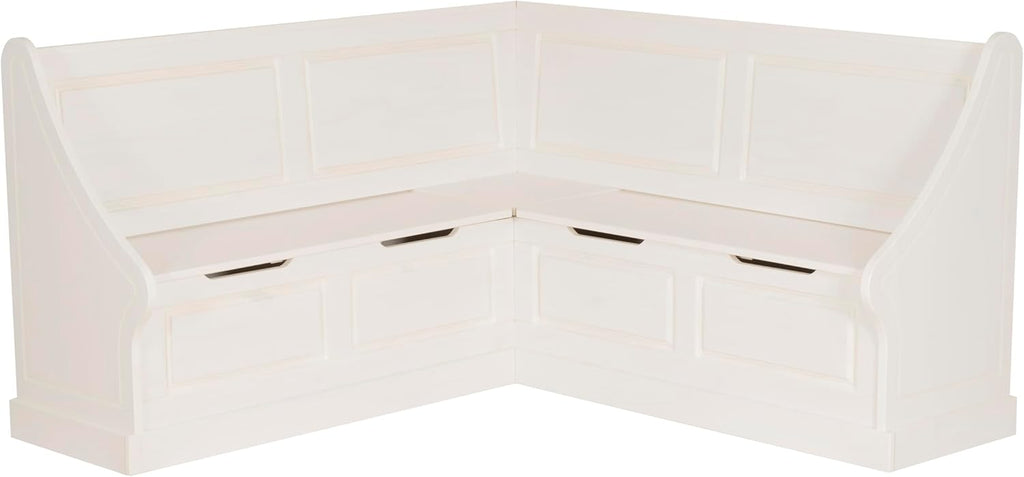 Linon Harris White Corner Breakfast Nook - Nook Only, Table is NOT included! 20.88D x 61.88W x 36.63H in