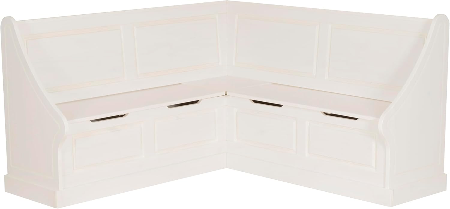 Linon Harris White Corner Breakfast Nook - Nook Only, Table is NOT included! 20.88D x 61.88W x 36.63H in