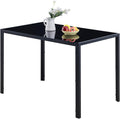 47.24" Glass Dining Table Modern Kitchen & Dining Room Table for 2-4 Rectangular Glass Dinner Table for Small Space (47.24" Black)