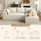 ONEMMLION 96" L-Shaped Cloud Couch Sofa with Chaise, Beige White