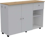 2 Piece Kitchen Set with Island Cart and Wall Cabinet | Includes pre-drilled holes for assembly