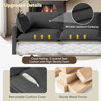 ROWHY 104'' Modular Sectional Cloud Couch with Movable Ottoman, 4 Seat Modern Corduroy Sofa, Deep Seat L Shaped Couch for Living Room Bedroom Apartment, Dark Grey