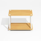 Furinno Turn-N-Tube Side Table, 2-Tier Wide End Table with Open Shelf, Toolless Assembly Night Stand, Bedside Table, for Living Room, Bedroom, Light Beech