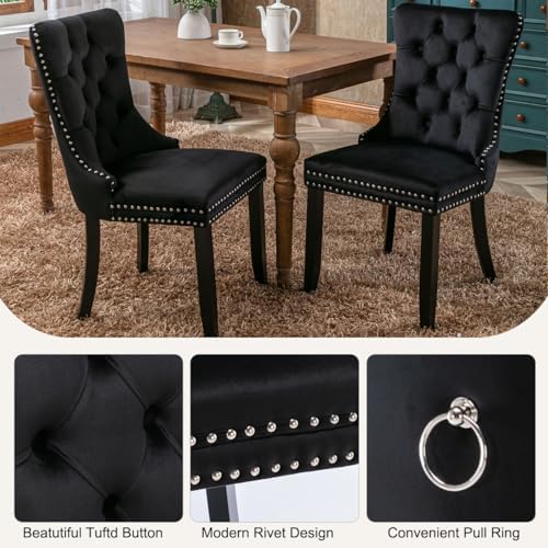 SSLine Modern 5-Piece Round Glass Dining Table Set for 4, Luxury 36" Circle Clear Glass Top Dining Room Table with 4 Clear Tufted Chairs for Kitchen Home Office