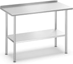 Atelicf NSF Stainless Steel Prep Table 24X48 inch with Backsplash | Commercial-grade table for restaurants, kitchens, food trucks, breweries, bars, garages, and outdoor BBQ