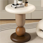 Colorful Round Side Table, Modern Resin Colorful End Table, Small Coffee Table with Stable Base for Living Room, Bedroom and Office(Brown)