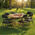 Folding Chairs 4 Pack,350 lbs Heavy Duty Metal Frame Folding Chairs with PU Leather Padded Seat,Ergonomic Portable Foldable Chair with Non-Slip Rubber Feet for Indoor Outdoor Wedding Patio Party,Black
