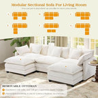 Hanherry Modular Sectional Sofa,Cloud Couch for Living Room,Modern Deep Seat Sofa Chenille Fabric Comfy Couches with Throw Pillows & Movable Ottoman for Apartment