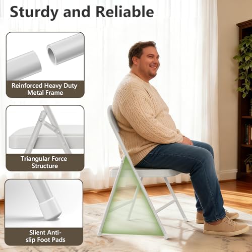 Folding Dining Table Set for 6, 6FT Foldable Plastic Table with Carrying Handle & 6 PU Leather Padded Folding Chairs, Portable Table and Chairs Set for Indoor Outdoor, Party, Wedding, Picnic, Camping