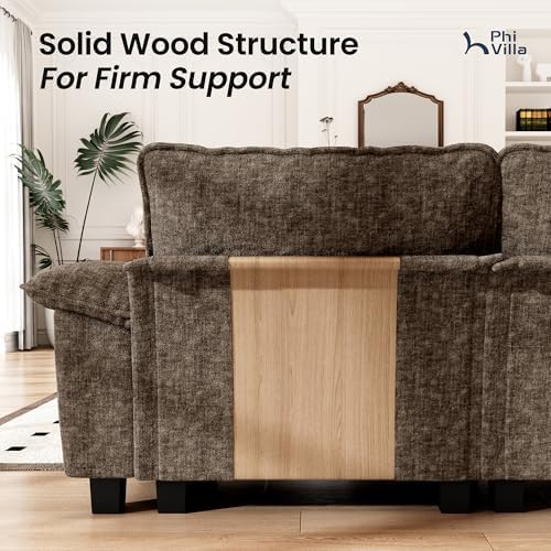 PHI VILLA Oversized 6-Seat U Shaped Modular Cloud Couch Sectional Sofa | Grayish Brown Chenille Fabric 157.5", Modern Couches for Living Room with Chaise, Solid Wood Frame, Wider Armrest, Deep Seat
