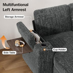 Vipbear 130" Modular Sectional Sleeper Sofa with Pull Out Bed, 9 Seat Chenille U Shaped Couch with Ottoman and Chaise|USB Ports|Cup Holders|Side Table, Tool Free Assembly, Grey