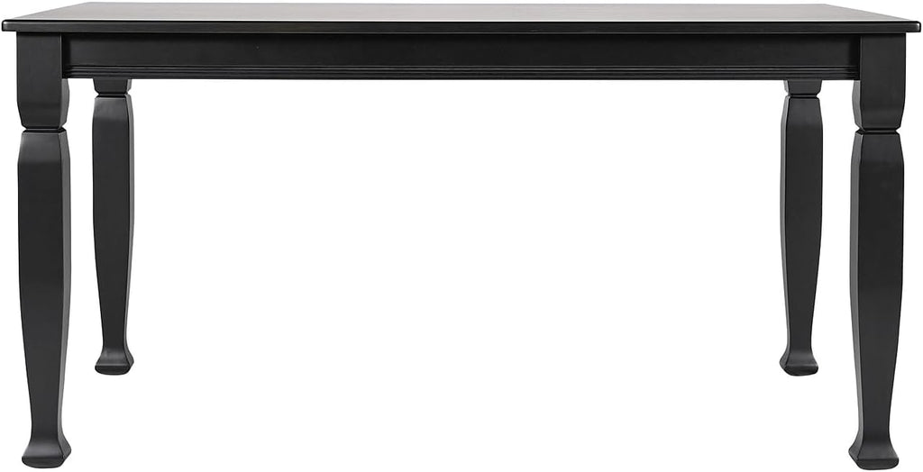 Flash Furniture Grace 60" Solid Wood Dining Table, Commercial Grade Heavy Duty Wood Table, Decorative Turned Legs, Water Resistant Finish, Seating for 6, Black