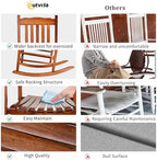Outvita Outdoor Rocking Chair, Solid Wood High Back Rocker, Natural | All Weather Lounge Chair for Porch Patio Fire Pit Garden Backyard Deck Indoor, Wave Shape